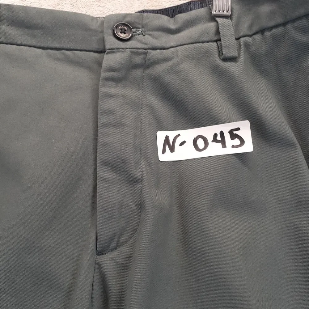 Banana Republic Emerson Men Sz 35x32 Vintage Green Chino Pants Flat Front Cotton